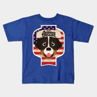 Australian Shepherd Dog - Distressed Union Jack Aussie Beer Label Design Kids T-Shirt